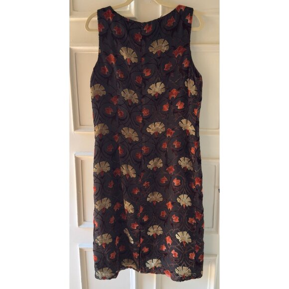 Maggy London Burnout Velvet Dress Sz 14 Floral Sheath Vintage 1990s Party Style - Picture 2 of 12